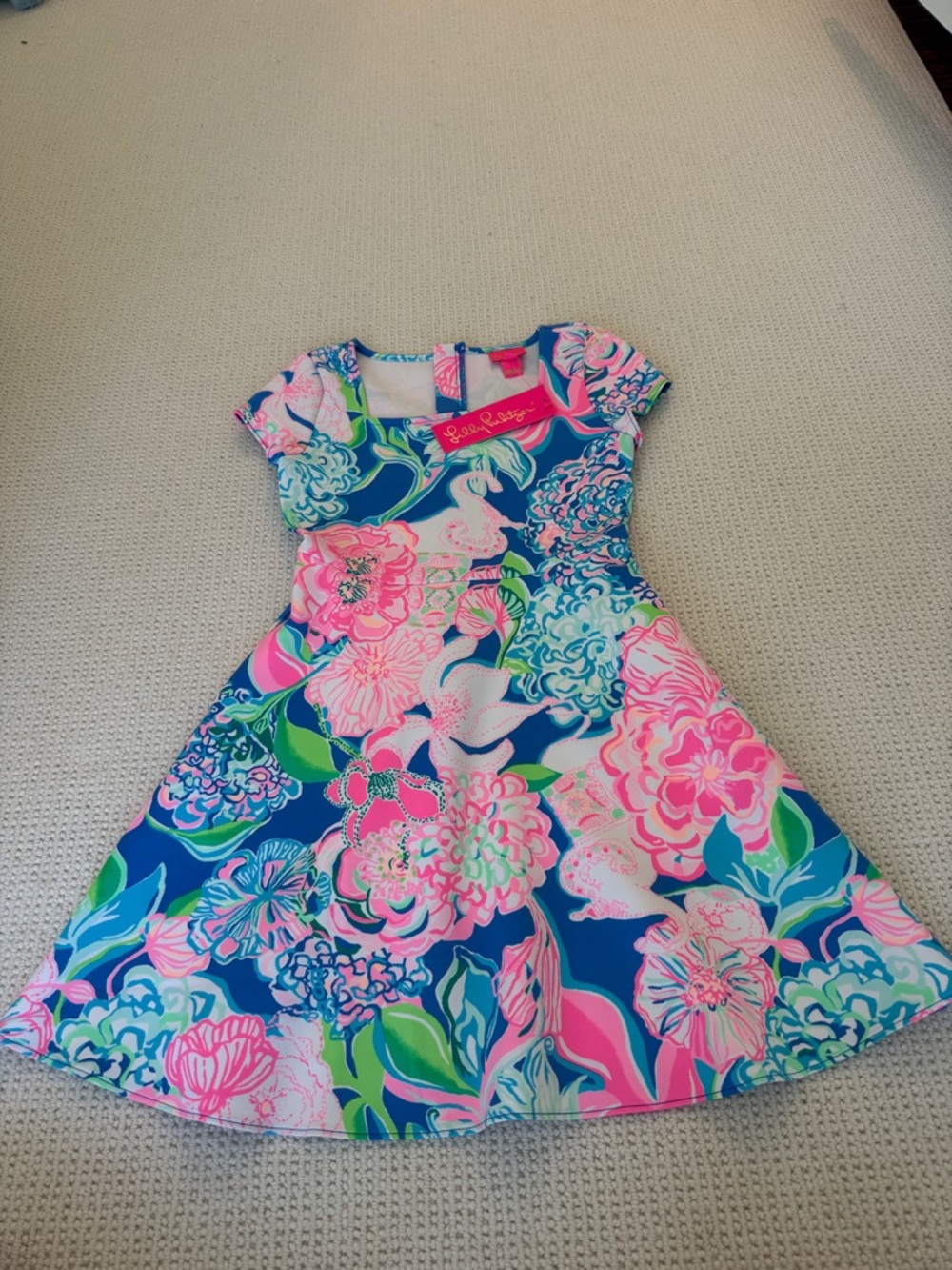 Lilly Pulitzer Girls' Navy, Hot Pink & Lime Floral Fit-and-Flare Dress